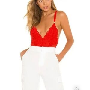 We Are HAH  (Revolve), Cheap And Cheerful Bodysuit, Blood Orange Red, Size Small